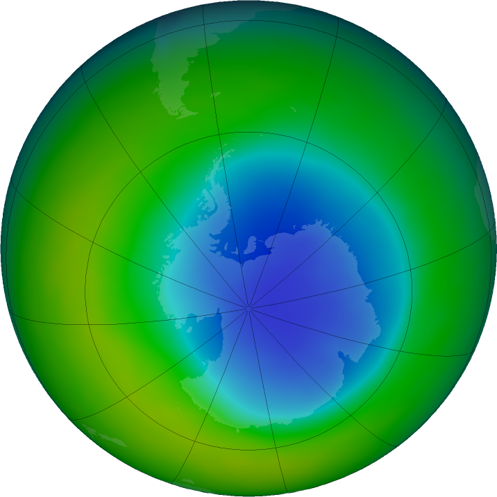 Antarctic ozone map for November 2018